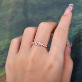 Half Eternity Straight Wedding Band Cluster Moissanite Stacking Ring
